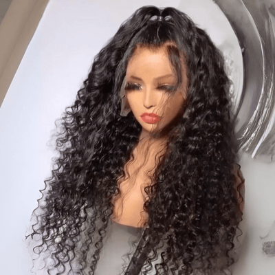 300% Density Glueless Wigs Human Hair 13x4 Water Curly Lace Frontal Wigs Pre Plucked Transparent Lace Wigs - GeetaHair