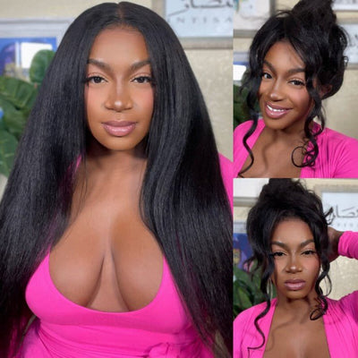 Wear Go Glueless Wigs Kinky Straight Pre Cut HD Transaparent Lace Human Hair Wigs With Breathable Wear & Go Pre Plucked Hairline Cap Air Wig - Geeta Hair - GeetaHair