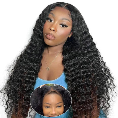 Wear Go Glueless Deep Wave Pre Cut HD Transaparent Lace Human Hair Wigs With Breathable Cap Air Wig - Geeta Hair - GeetaHair