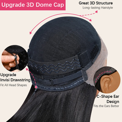 Geeta Balayage Brown Highlight 3D Body Wave 13x4 Lace Front Invisi Drawstring Put on and Go Glueless Lace Wig