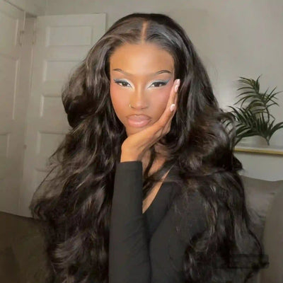 Geeta Full 250% Density Loose Body Wave Human Hair Wigs 13x4 Ocean Wave Lace Front Wigs with Curtain Bangs - GeetaHair