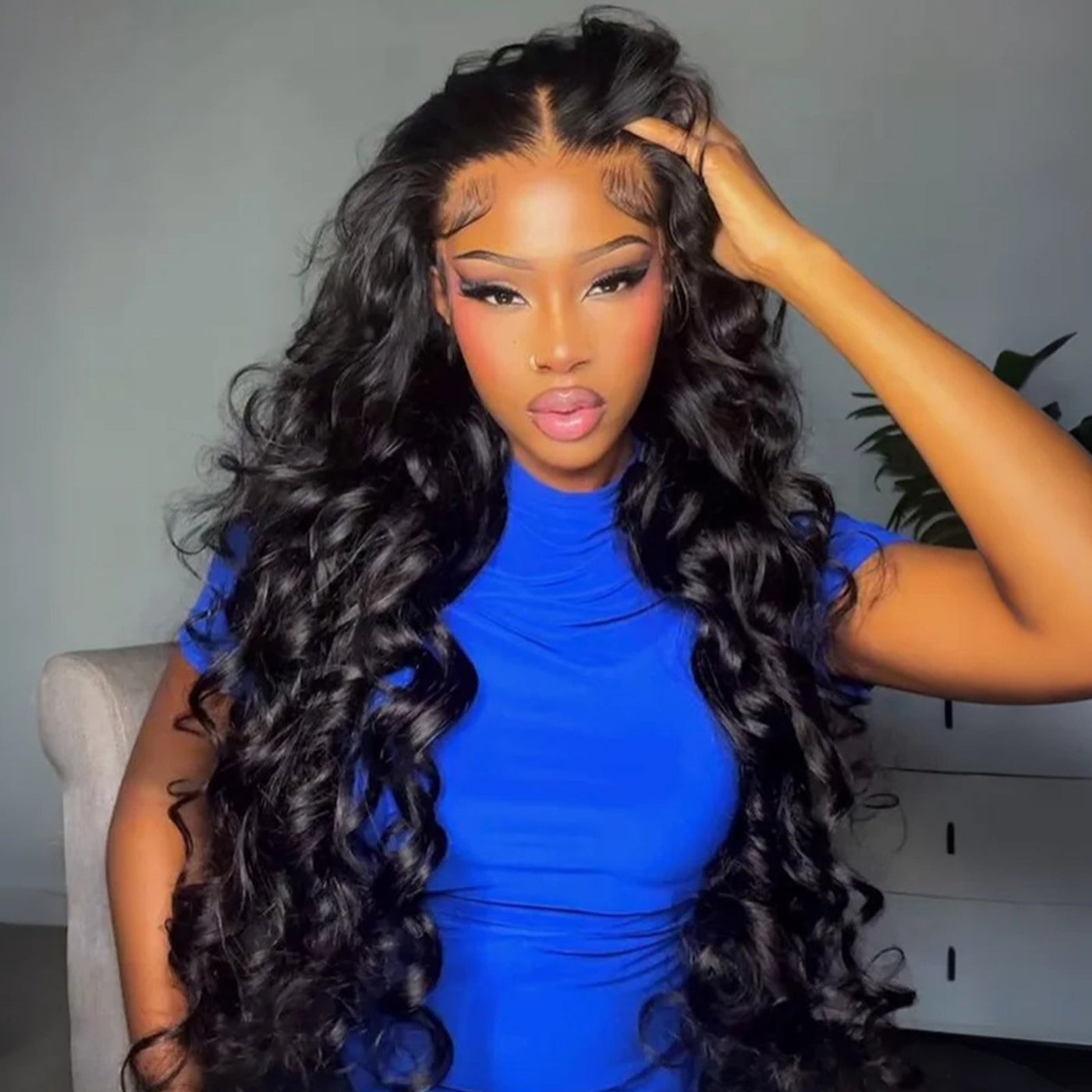13x4 Lace Loose Body Wave Human Hair Wigs Ocean Wave Lace Front Wigs with Curtain Bangs Full 250% Density - GeetaHair