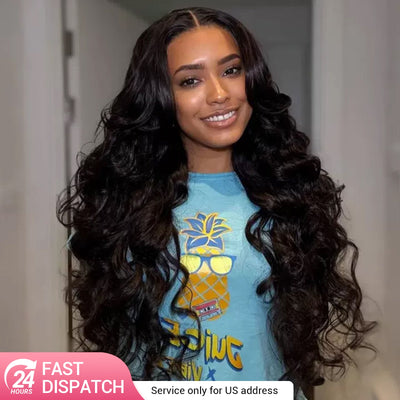 13x4 / 6x4 Lace Loose Body Wave Human Hair Wigs Lace Front Wigs with Curtain Bangs Full 180% Density Flash Sale US Address Only - GeetaHair