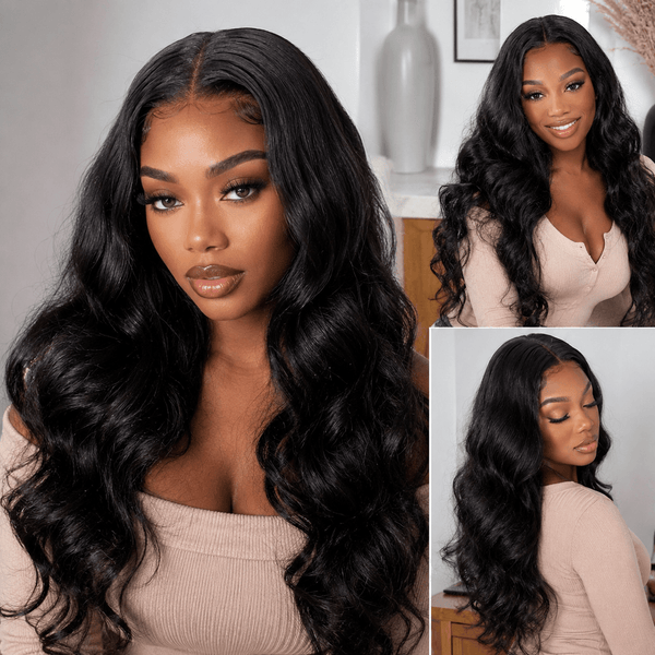 Volle 250 % Dichte, lockere, gewellte Echthaarperücken, 13 x 4 Zoll, Ozeanwellen-Spitzenfrontperücken mit Vorhangpony – Geeta Hair 