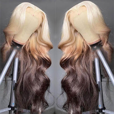 613 Blonde With Brown 13X4 Straight Lace Front Wig Ombre Colored Lace Front Human Hair Wigs