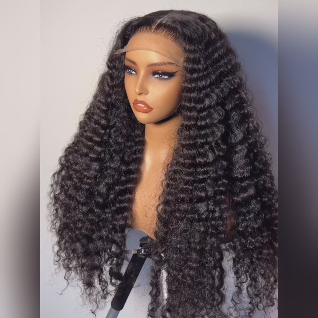 Flash Sale Glueless Deep Wave Pre Cut HD Transaparent Lace Human Hair Wigs-Geeta Hair