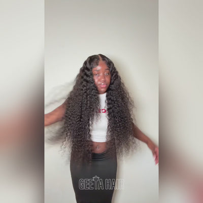 Deep curly 13x4 lace front wigs 30 inch long_video