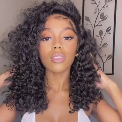 Flash Sale 69% Off Glueless Invisible HD Lace Front Pre Plucked Natural Hairline Kinky Curly Bob Wig-Geeta Hair