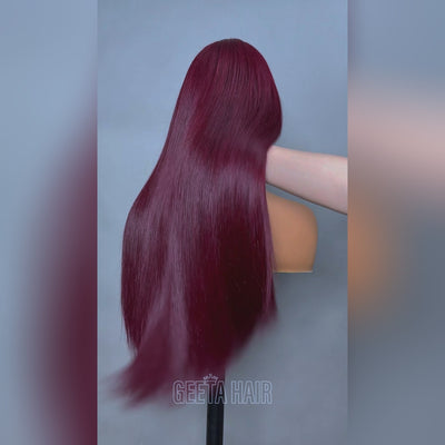 burgundy red 7x5 lace front wig_video