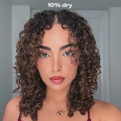 Highlight Fluffy Bouncy Curly Bob Wigs Short Curly 13x4 Lace Front Wig Gluleless Wig Pre Plucked 250% Density No Code Needed