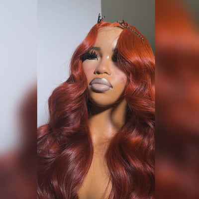 Orange Ginger Ombre Glueless Wig 13x4 Lace Front Wigs Body Wave HD Lace Human Wigs Pre Plucked 250% Density