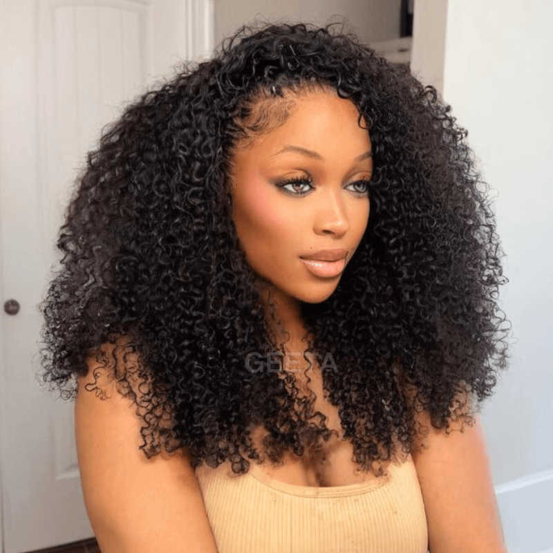 [3 In 1 Half Wig] Geeta Kinky Curly Coily Half Wig Invisible Drawstring Glueless Flip Over Wig Flash Sale