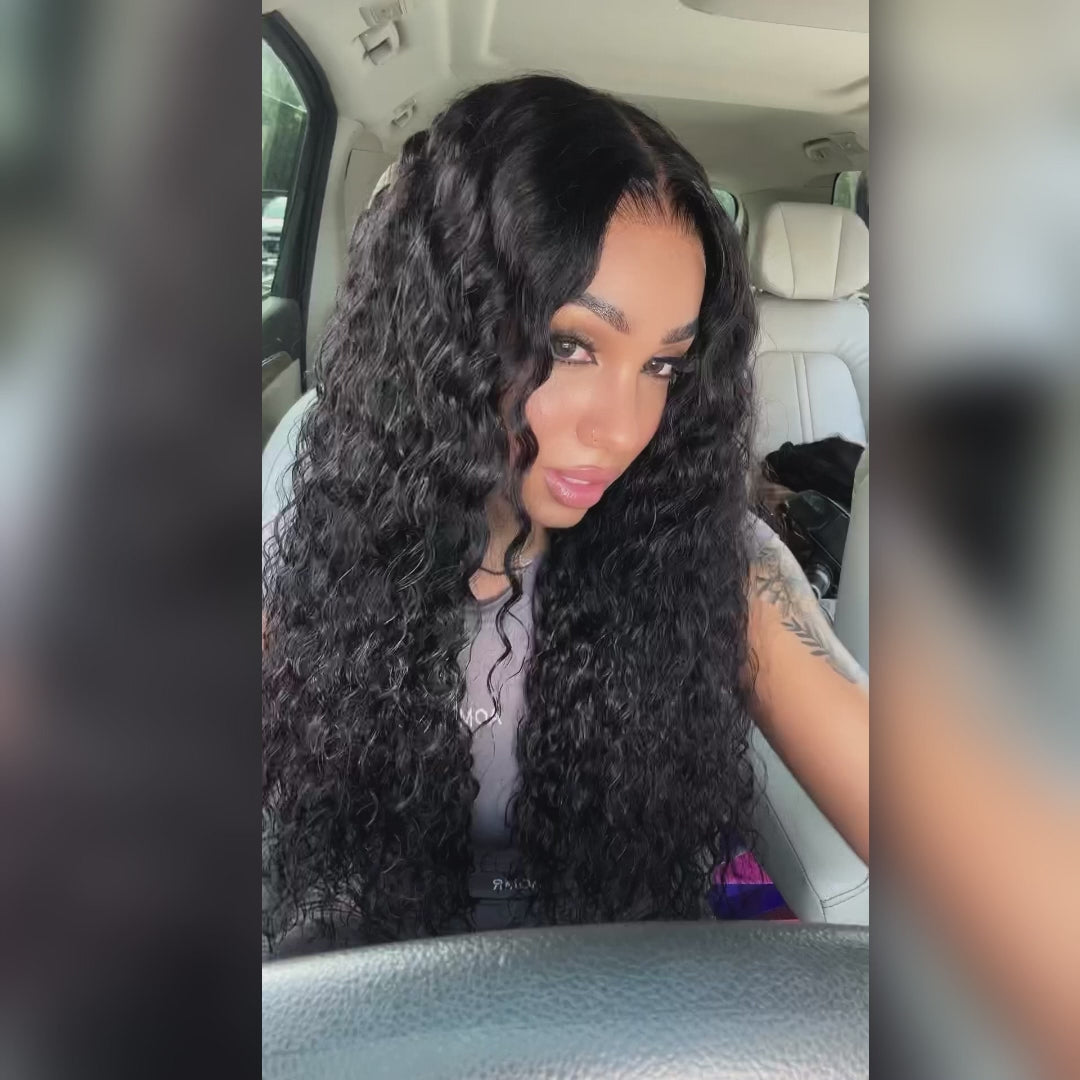 $199=30inch Water Wave 13x4 Lace Front / 6x4  Pre Cut HD Transaparent Lace Glueless Put On And Go Wig Geeta Hair