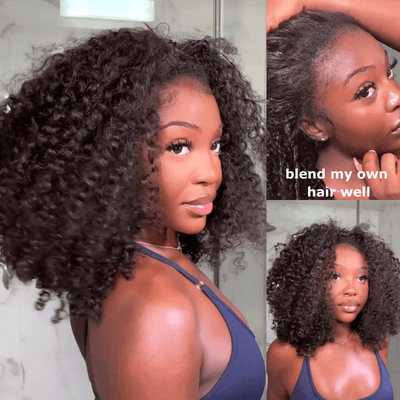 [3 In 1 Half Wig] Geeta Kinky Curly Coily Half Wig Invisible Drawstring Glueless Flip Over Wig Flash Sale