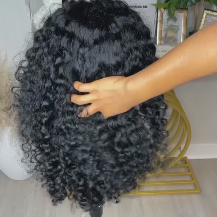 Human Hair Curly Wigs 13x4 HD Transparent Front Lace Wigs Glueless Real Hair Closure Wigs-Geeta Hair