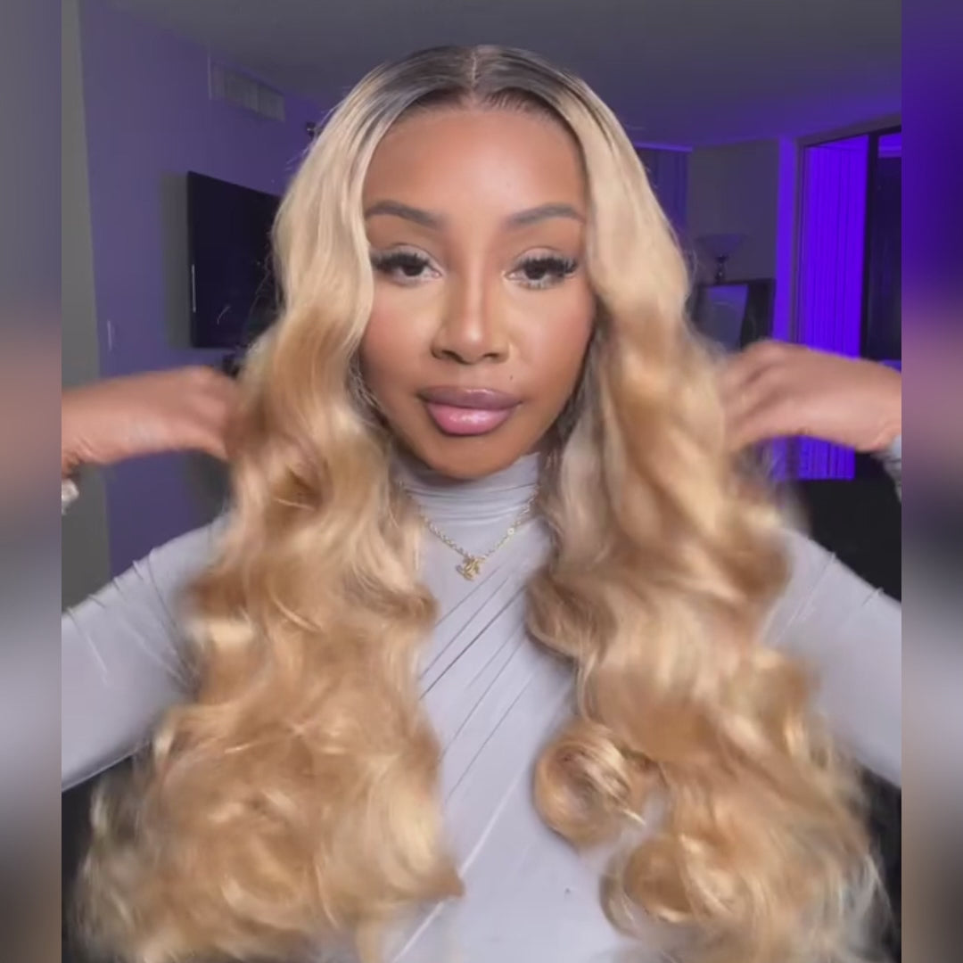 1B Blonde Glueless Perücken Body Wave Lace Frontal 13x4 Honigblond Ombre Echthaar Perücken vorgezupft 