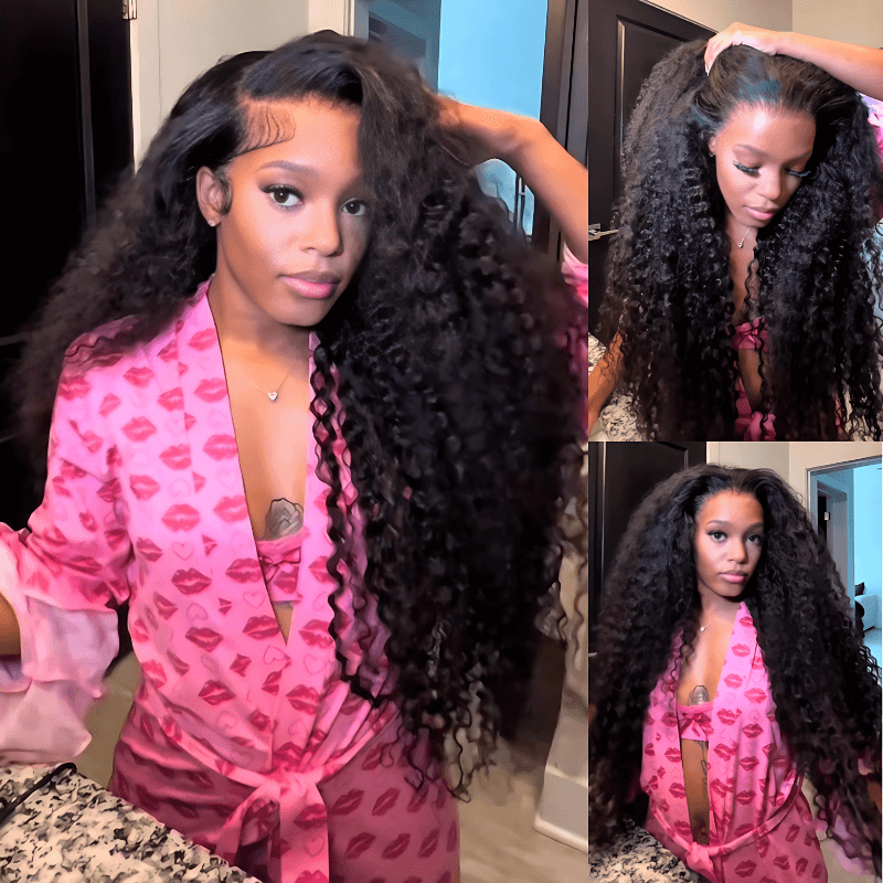 Geeta Black Curly 13x4 HD Lace Front Wig 100% Virgin Human Hair Wigs Pre Plucked Hairline