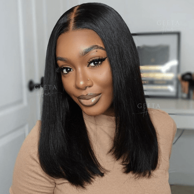 Straight Pre Plucked 4x4/13x4 HD Lace Shoulder Length Human Hair Bob Wigs - Geeta Hair - GeetaHair