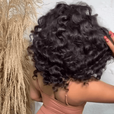 Loose Bouncy Curly Lace Front Wigs 13x4 Short Curly Bob Human Hair Wig Pre Plucked - GeetaHair
