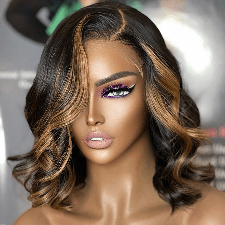 Highlight Honey Blonde Body Wavy 13x4 Lace Front Short Bob Wig Glueless Human Hair Wig - Geeta Hair - GeetaHair