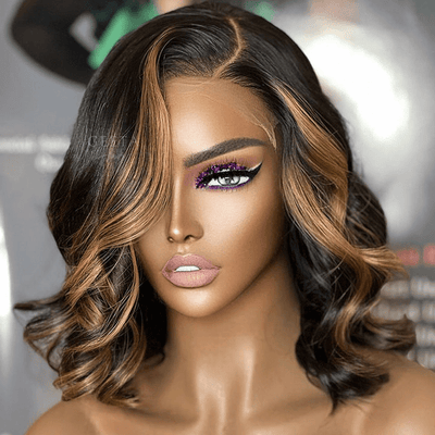Highlight Honey Blonde Body Wavy 13x4 Lace Front Short Bob Wig Glueless Human Hair Wig - Geeta Hair - GeetaHair