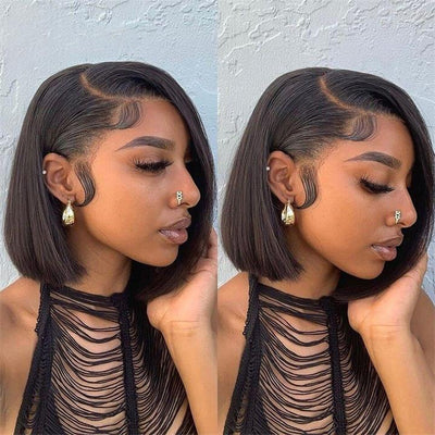 Geeta Short Straight Human Hair Wigs Glueless C - shaped Side Part Bob Wigs Flash Sale - GeetaHair