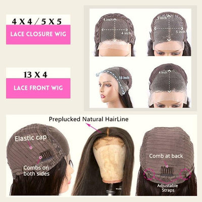 Layer Cut Wigs Brown With Blonde Short Bob Wig Layered Straight1 3X4 Lace Front Human Hair Wigs 180% Density - GeetaHair