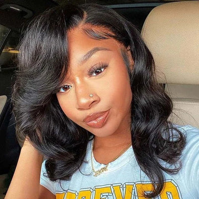 Flash Sale Short Body Wave Human Hair Wigs Glueless C - shaped Side Part Bob Wigs - Geeta Hair - GeetaHair