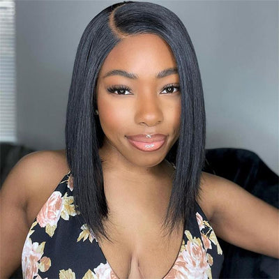 Geeta Short Straight Human Hair Wigs Glueless C - shaped Side Part Bob Wigs Flash Sale - GeetaHair