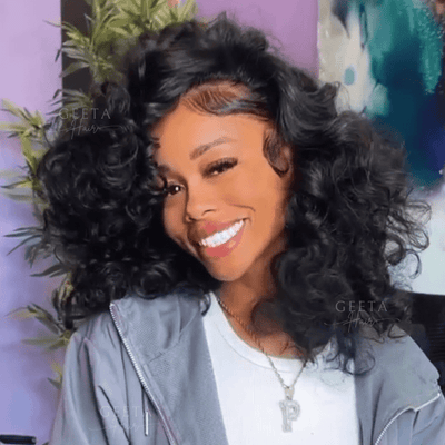 No Code Need: Loose Wave 4x4/13x4 Lace Front 180% Density Shoulder Length Wavy Human Hair Bob Wigs - Geeta Hair - GeetaHair