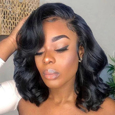 Flash Sale Short Body Wave Human Hair Wigs Glueless C - shaped Side Part Bob Wigs - Geeta Hair - GeetaHair