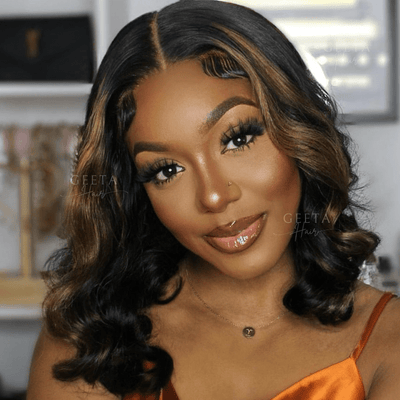 Highlight Honey Blonde Body Wavy 13x4 Lace Front Short Bob Wig Glueless Human Hair Wig - Geeta Hair - GeetaHair