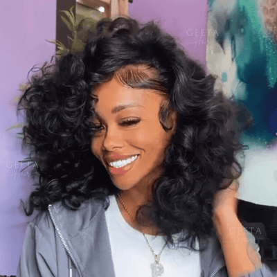 No Code Need: Loose Wave 4x4/13x4 Lace Front 180% Density Shoulder Length Wavy Human Hair Bob Wigs - Geeta Hair - GeetaHair