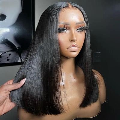 Straight Bob Wig Human Hair Highlight Balayage HD Lace Front Wigs Human Hair Pre Plucked - GeetaHair