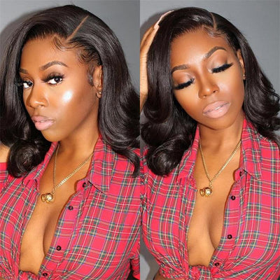 Flash Sale Short Body Wave Human Hair Wigs Glueless C - shaped Side Part Bob Wigs - Geeta Hair - GeetaHair