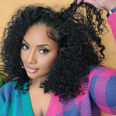 Flash Sale 69% Off Glueless Invisible HD Lace Front Pre Plucked Natural Hairline Curly Bob Wig - Geeta Hair - GeetaHair