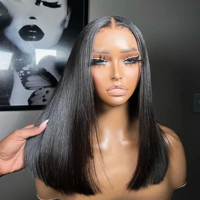 Straight Bob Wig Human Hair Highlight Balayage HD Lace Front Wigs Human Hair Pre Plucked - GeetaHair