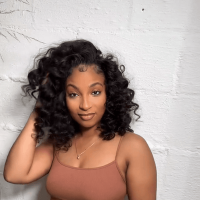Loose Bouncy Curly Lace Front Wigs 13x4 Short Curly Bob Human Hair Wig Pre Plucked - GeetaHair