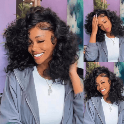 No Code Need: Loose Wave 4x4/13x4 Lace Front 180% Density Shoulder Length Wavy Human Hair Bob Wigs - Geeta Hair - GeetaHair