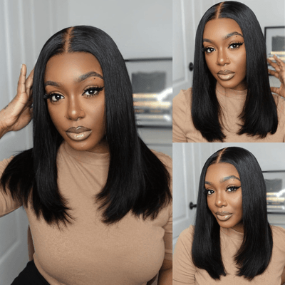 Straight Pre Plucked 4x4/13x4 HD Lace Shoulder Length Human Hair Bob Wigs - Geeta Hair - GeetaHair