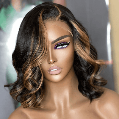 Highlight Honey Blonde Body Wavy 13x4 Lace Front Short Bob Wig Glueless Human Hair Wig - Geeta Hair - GeetaHair
