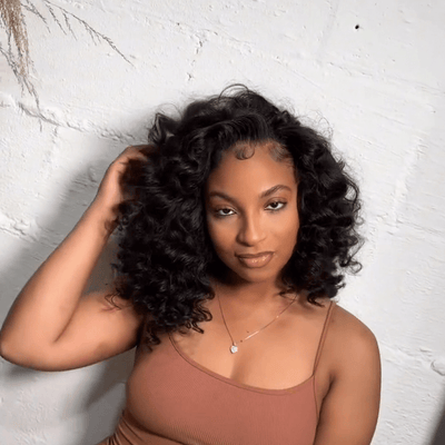 Loose Bouncy Curly Lace Front Wigs 13x4 Short Curly Bob Human Hair Wig Pre Plucked - GeetaHair