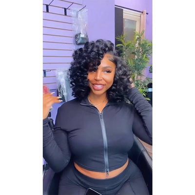 Bouncy Curly Bob Human Hair Wigs Beginner Friendly Glueless Lace Front Wig 180% Density - Geeta Hair - GeetaHair