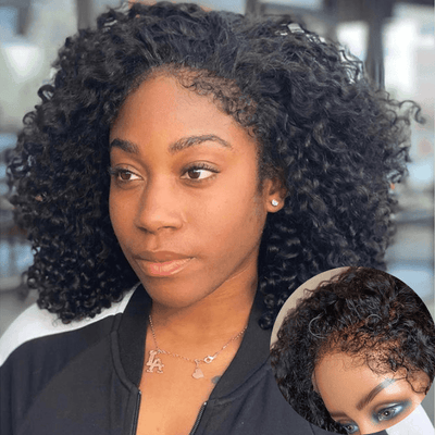 Type 4C Natural Edges Glueless Curly 13x4 Lace Human Hair Bob Wigs With Handmade Kinky Baby Hairline - Geeta Hair - GeetaHair