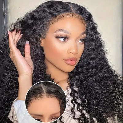 Kinky Edges Natural Hairline Wig 4C Hairline Edge Deep Wave Wig 13x4 Lace Front Human Hair Wigs - GeetaHair