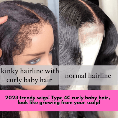 Type 4C Natural Edges Curly Free Parting 13x4 Invisible Lace Front Wig With Kinky Baby Hairline - Geeta Hair - GeetaHair