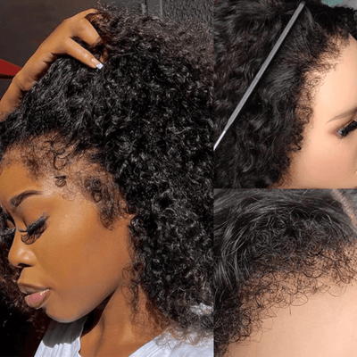 Type 4C Kinky Hairline Spanish Curly 13x4 Undetectable Lace Human Hair Wigs With Baby Hair Realistic Hairline - Geeta Hair - GeetaHair