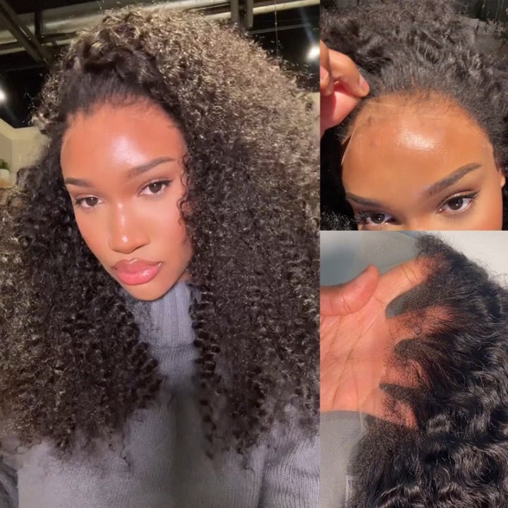 Afro Kinky Curly Type 4C Hairline Kinky Edge 13x4 HD Lace Front Wig 250% Density - Geeta Hair - GeetaHair