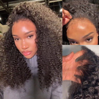 Afro Kinky Curly Type 4C Hairline Kinky Edge 13x4 HD Lace Front Wig 250% Density - Geeta Hair - GeetaHair