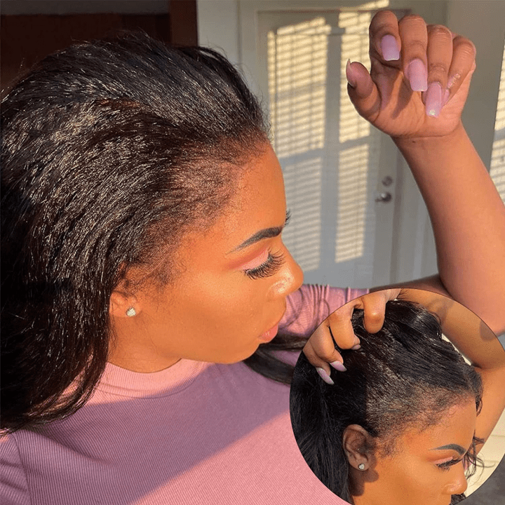 Flash Sale 60% Off Type 4C Natural Edges Kinky Straight 4x4 Invisible Lace Human Hair Wigs With Kinky Baby Hairline - Geeta Hair - GeetaHair
